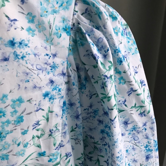 NWT! Zara Blue Floral Poplin Printed Dress with Ruffle Trim Size: M - Picture 8 of 11